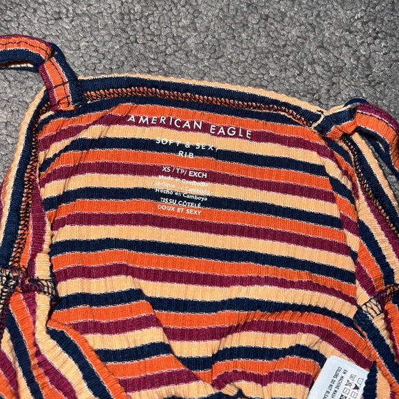Striped orange tank top from American Eagle with adjustable straps - Picture 3 of 4